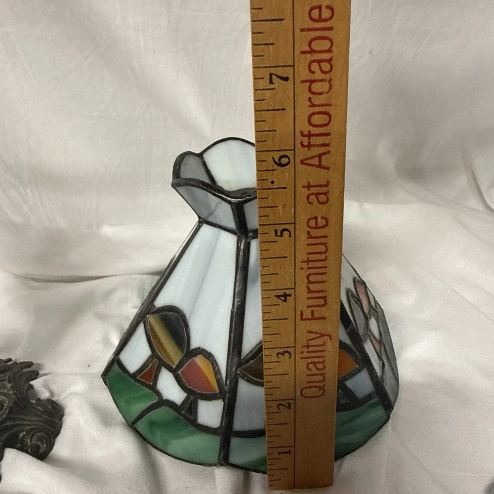 Vintage Tiffany Style Mushroom Toadstool Stained Glass Table Lamp 11